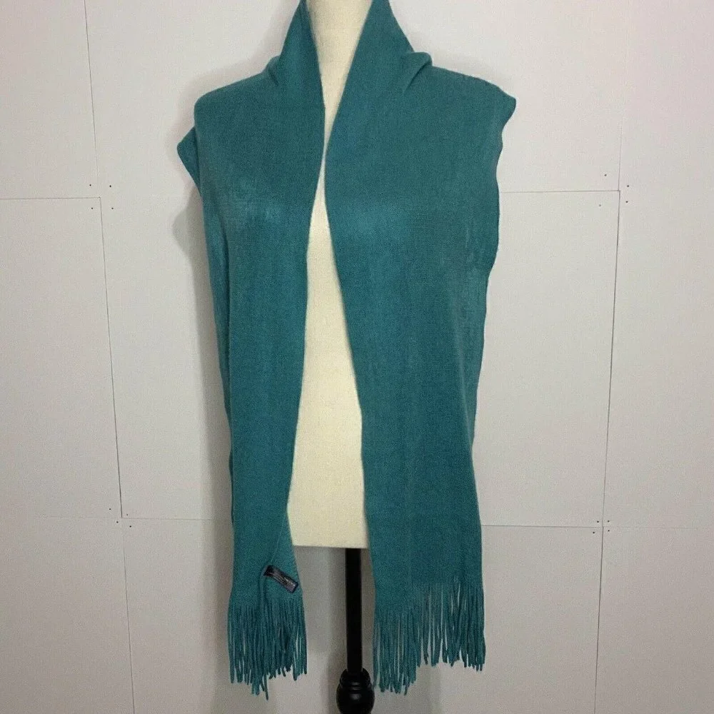 NWOT Women’s Scarf Teal With Fringe Acrylic 72”